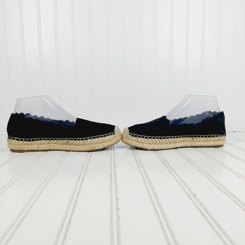 Crown Vintage Brae Black Escalope Summer Flat Espadrille I885